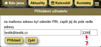 Poslední krok pro přihlášení.